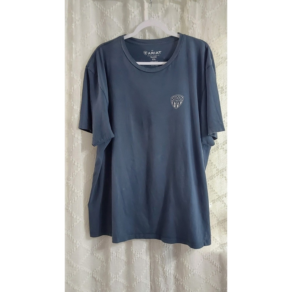 Ariat Mens XXL Slate Graphic Tee Buckle Exclusive Longhorn American Flag T-Shirt